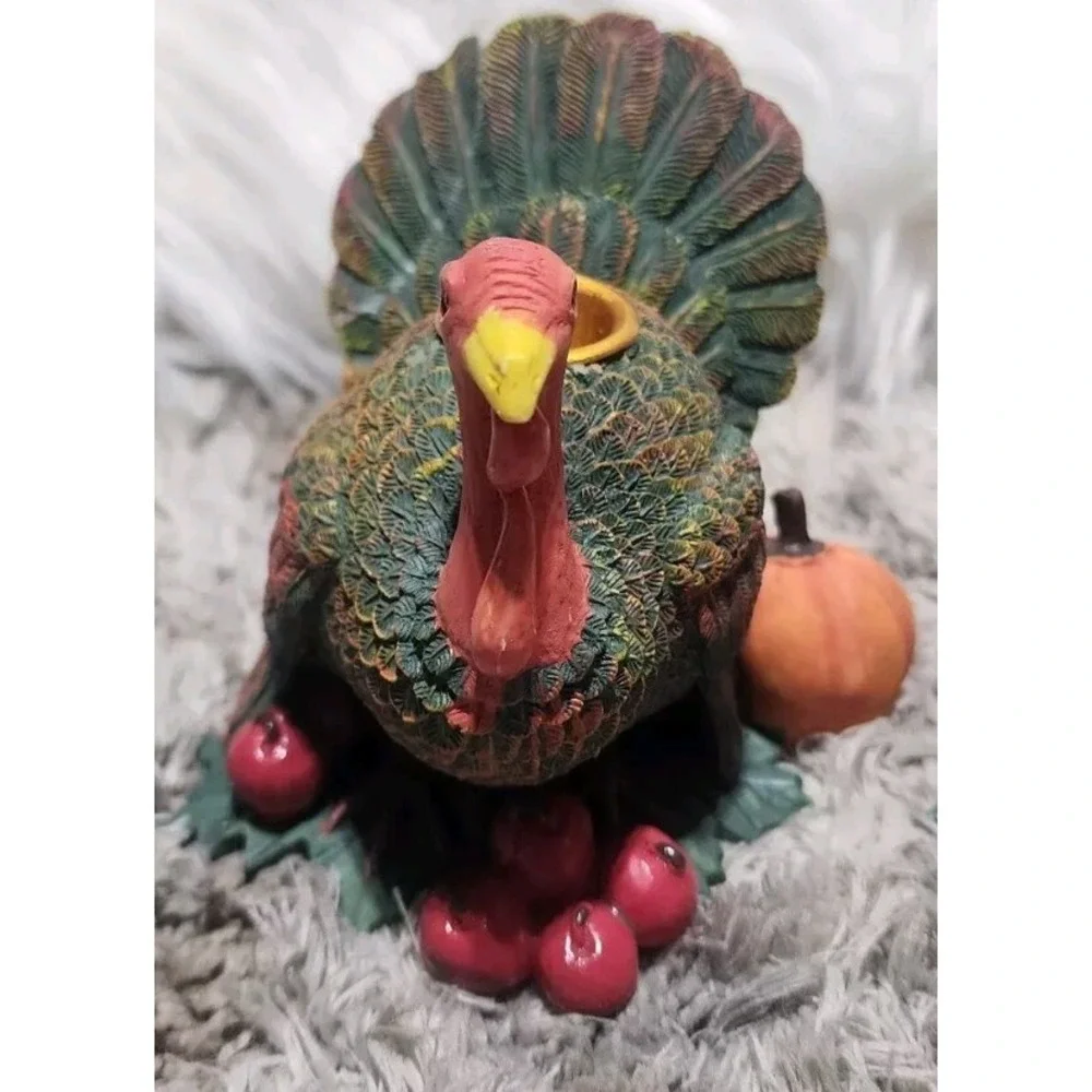 2pc Vintage Turkey Candle Holders Thanksgiving Two‎ Turkey Set Fall